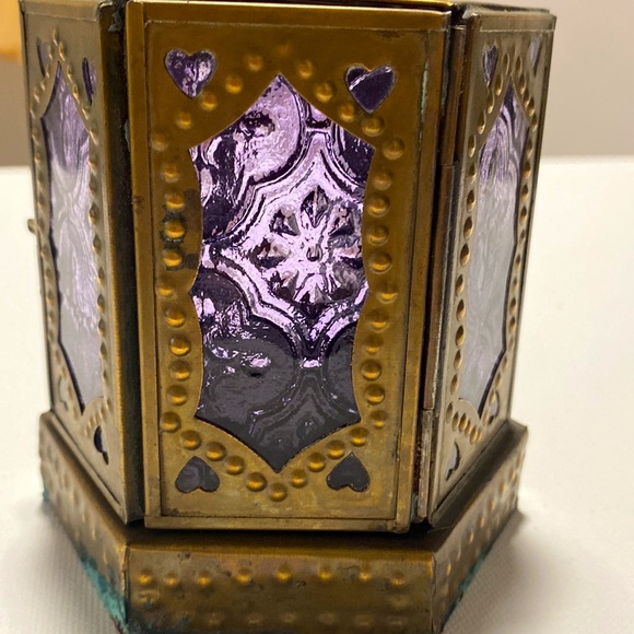 Rustic Lanterns green/Purple Stain Windows set of 4 - Picture 7 of 10